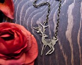 the wildling's charm: a rather dapper necklace featuring antiqued brass deer pendant on brass tone chain