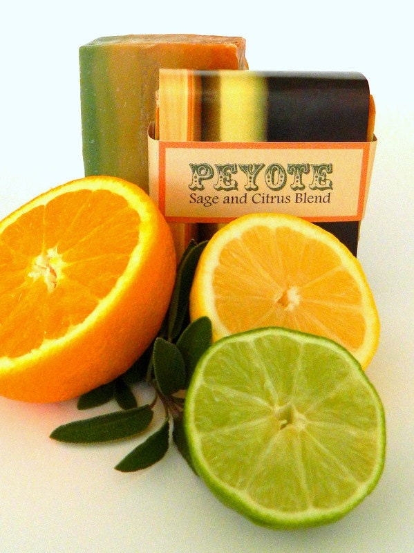 PEYOTE: Citrus Sage Artisan Soap / Cold Process Soap, Handmade Soap, Vegan Soap / Colorful Summer