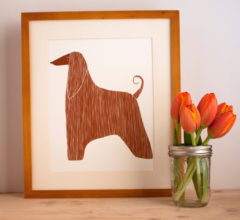 Afghan Hound Illustration - FREE US SHIPPING