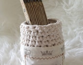 Upcycled Crochet  Glass Jars - Dream Jar - White - Cottage Decor - Memory Jar- Vase