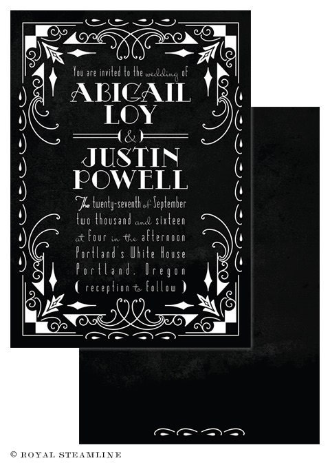 Million Dollar Trooper -  Gatsby Wedding Invitation Sample