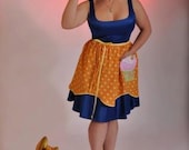 On Sale/Retro Polka dot cupcake handmade apron/fun and sassy apron/half apron/woman apron