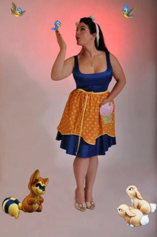 On Sale/Retro Polka dot cupcake handmade apron/fun and sassy apron/half apron/woman apron