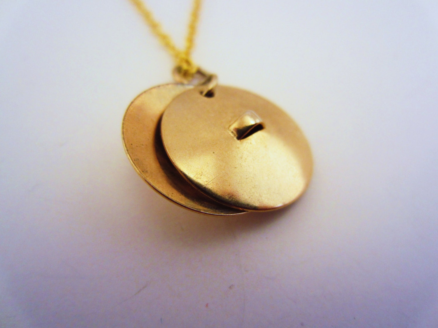 Gold charm necklace with cymbals. Gift for musician, music lover. Upcycled charm from Coro jewelry. OOAK gift.