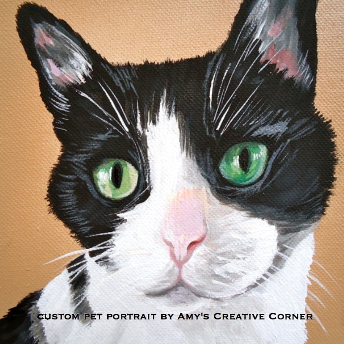 custom painted pet portrait size 6x6