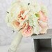 Silk Bride Bouquet Peony Flowers Pink Cream Spring Mix Shabby Chic Wedding Decor