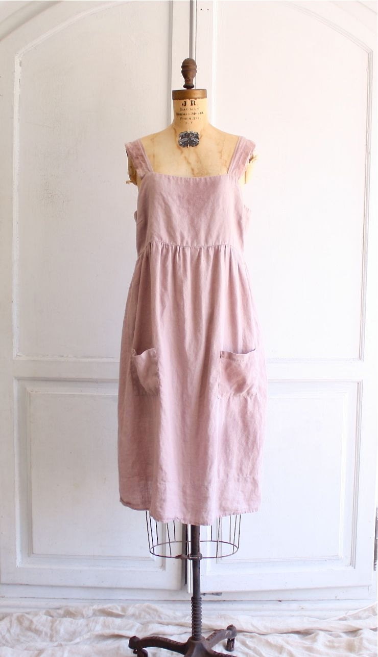 lavender linen day dress pastel vintage 80s
