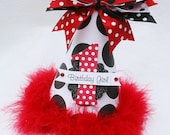 Ladybug Girl Birthday Party Hat in Large Black Polka Dot with Red accents