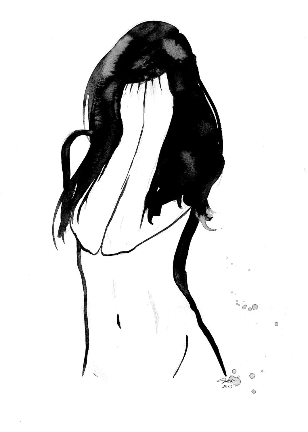 Too Shy, print from original gesture watercolor painting by Jessica Durrant