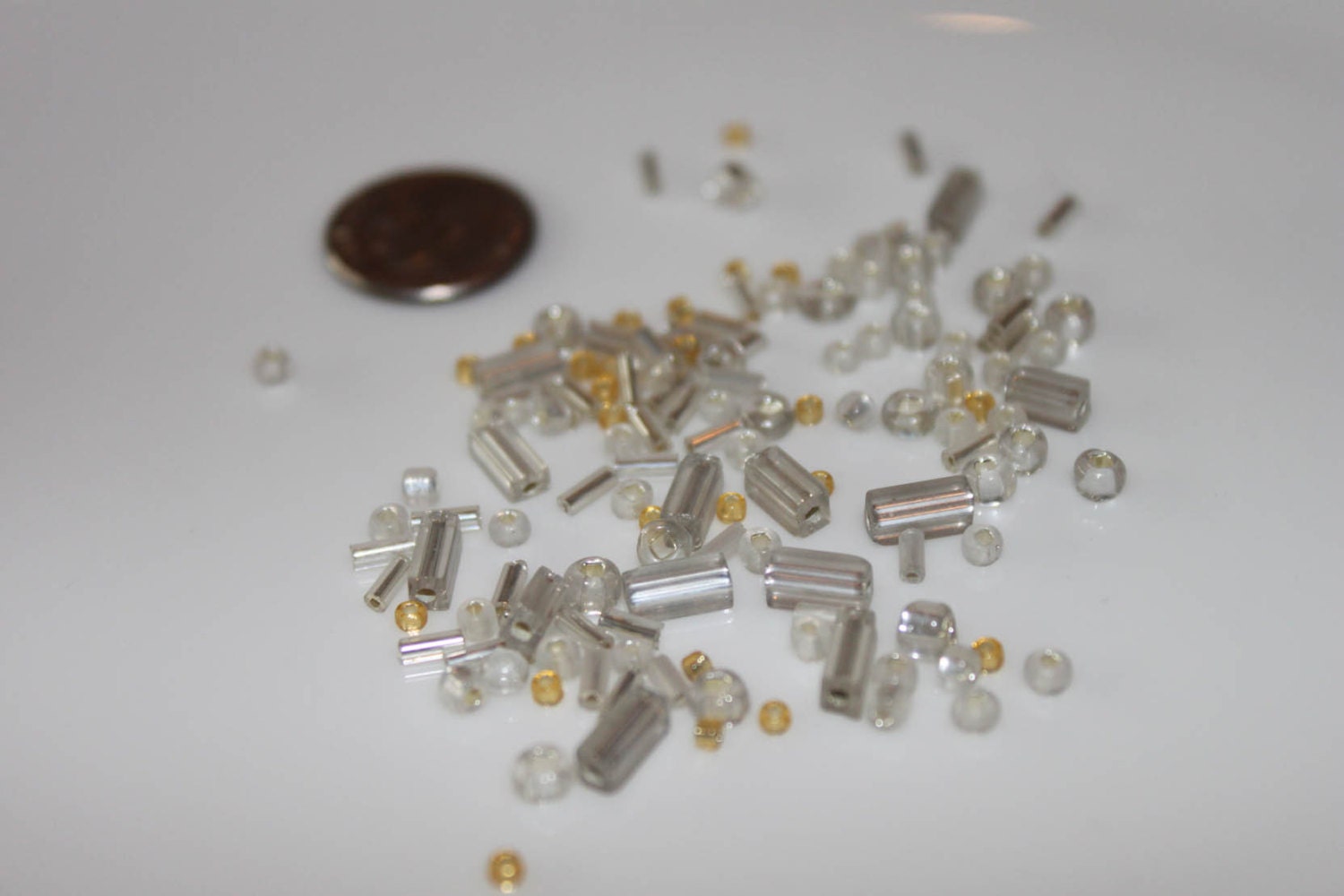 Mixture of Silver and Gold Glass Beads - .4oz/14g
