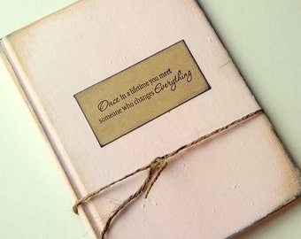 Fairytale book Wedding invitation, Blush Pink rustic wedding Shabby unique upcycled book Set of 10
