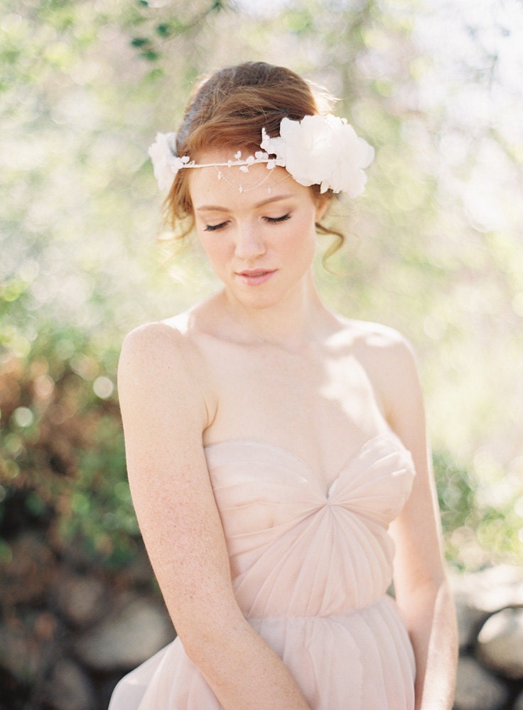 Bridal Crown, Headband, Floral, Silk Flower - Style 209