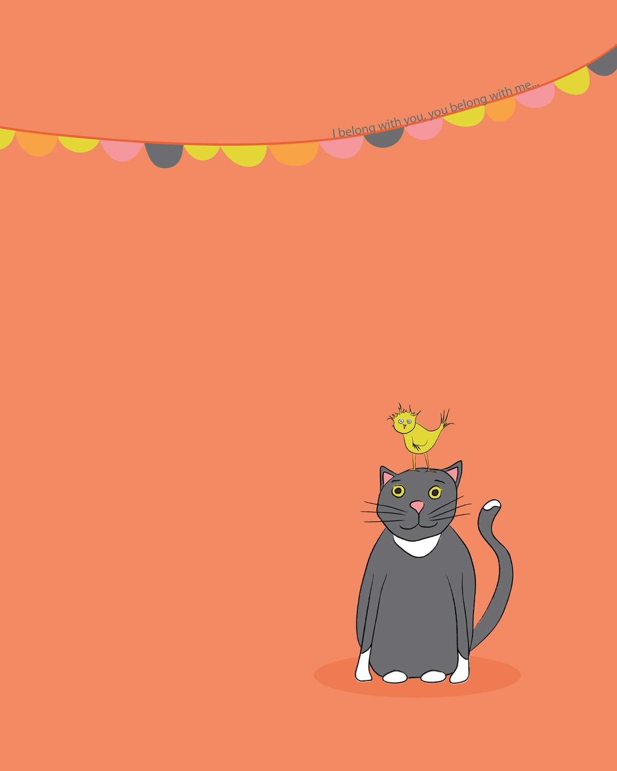 Cat and Bird ( 8x10  Art Print)