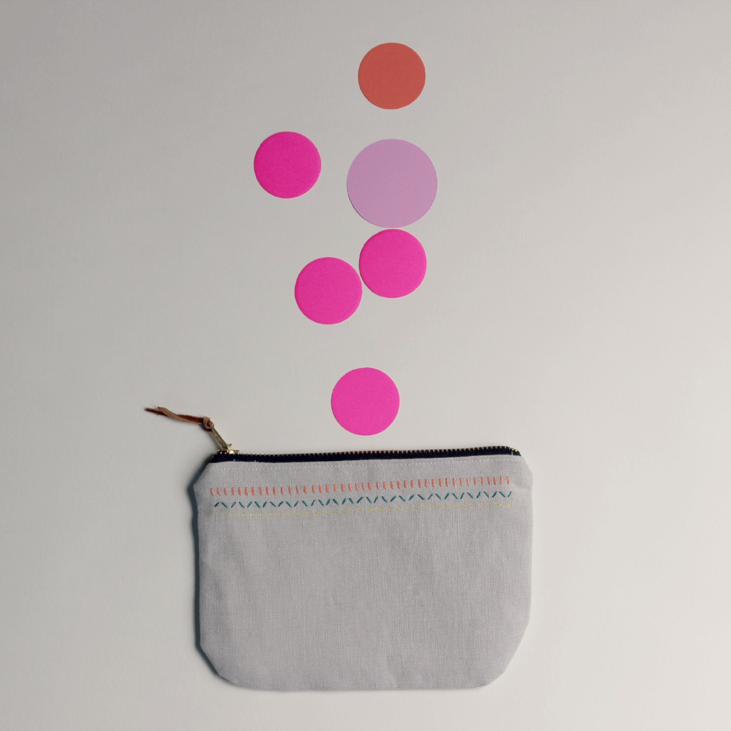 embroidered linen pouch
