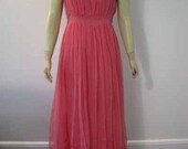 Amazing Vintage Art Deco 30s Pink High End Evening Gown with Belt and Tiara M -on sale-