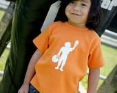 Football Player Short Sleeved Nostalgic Graphic Tee in Orange with White