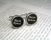Typewriter Key Cufflinks Cuff Links With Margin Release and Back Space Key - Typewriter Key Jewelry By Haute Keys