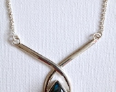 SALE...Stunning Modernist Sterling Silver 925 Labradorite Drop Necklace