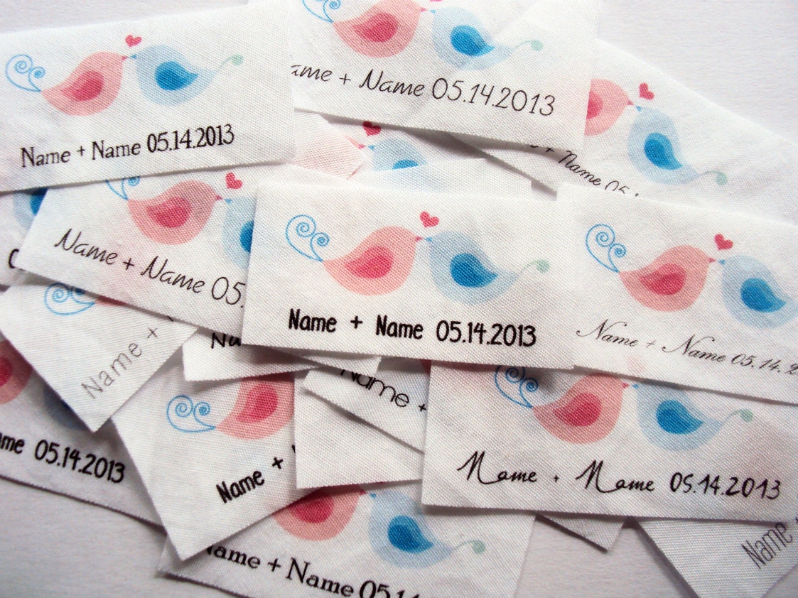 Personalized Wedding Labels - sew on labels printed on 100% organic cotton