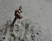 Crescent Moon Stacking Ring - Beaded Band Copper and Silver - One of a Kind