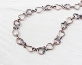 Handmade Hammered Copper Necklace, wire wrapped infinity links with fluorite stone beads, handcrafted antique solid copper chain necklace