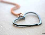 Large Forged Oxidized Heart Necklace Romantic Handmade Jewelry