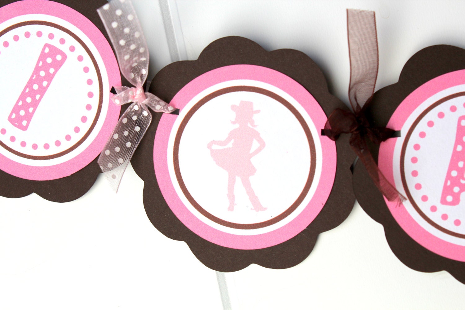 Pink Cowgirl First Birthday Party Decoration, I AM 1 MINI BANNER Western Theme in Pink and Brown Il_170x135