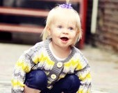 Yellow and Gray Baby Cardigan -- INGOMAR STREET -- Unisex, Chevron -- Children's Clothing