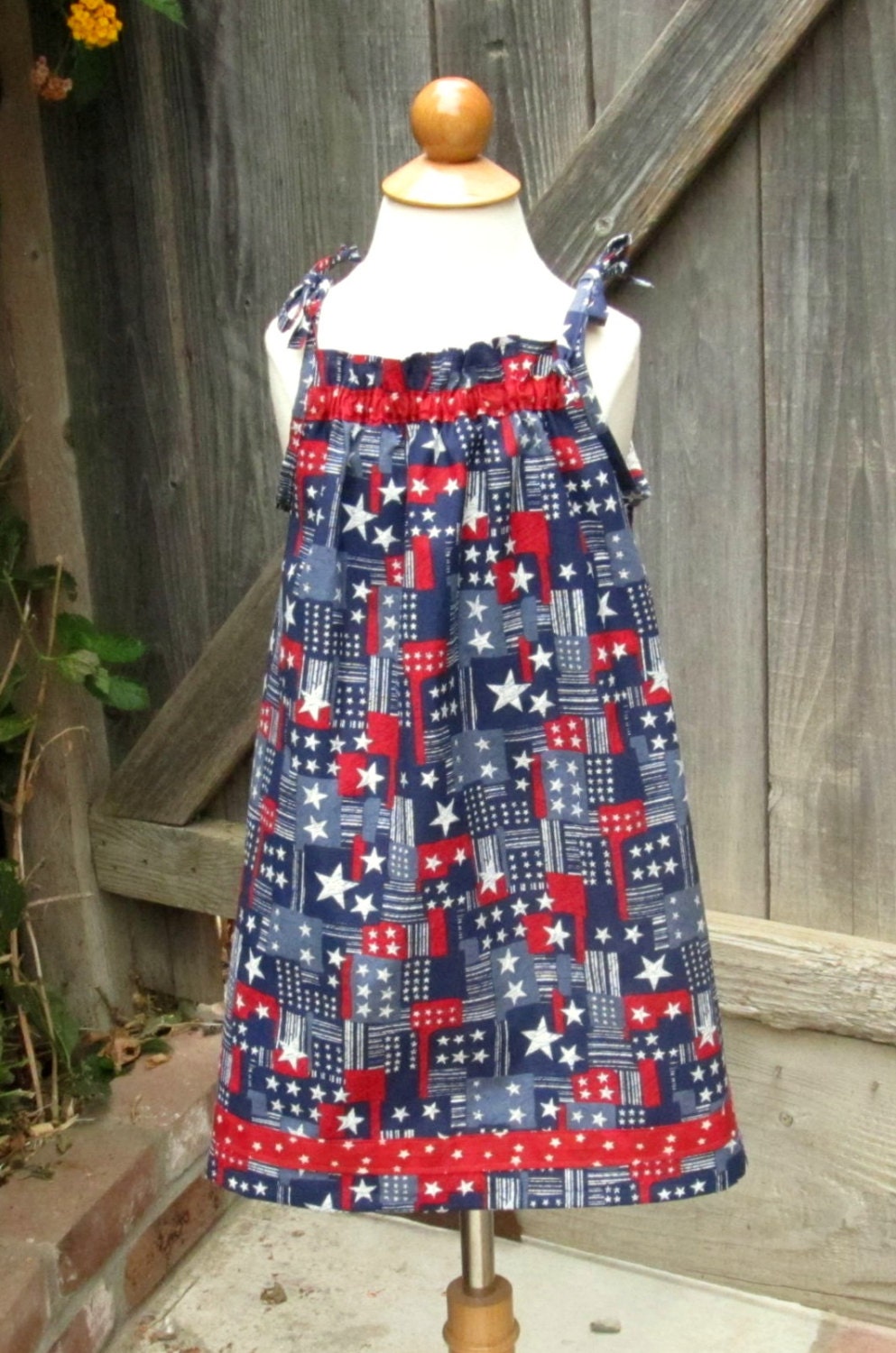 Girls Fourth of July Dress- Custom Boutique Sundress- Red White & Blue Dress-  Stars and Stripes- Sizes 5 6 7 8