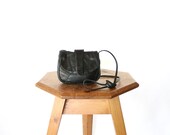 Vintage 80s Small Black Leather Patchwork Purse // Tiny Soft Summer Bag // Festival Purse