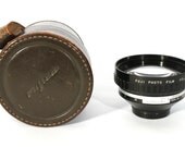 7.5cm Tele-Attachment Lens for Fuji 35-SE Camera with Leather Case and Rear Cap, Made by Fuji Photo Film Co. Ltd. 1960s