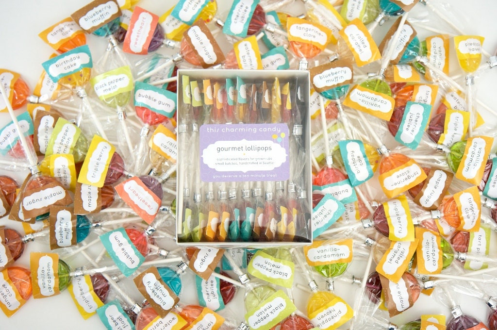 Lollipops Gift Box Set - 22 hard candy lollipops in sophisticated flavors