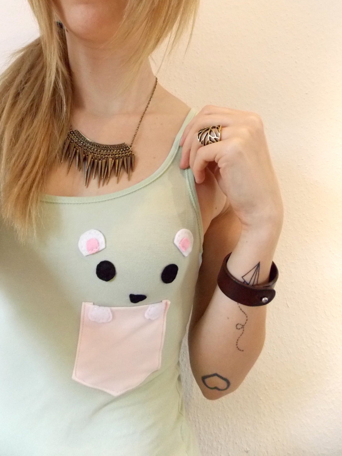 Polar Bear in a Pocket Pastel Tanktop