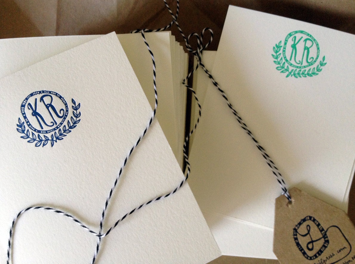 Personalized Letterpress Stationery - Set of 25 Note Cards