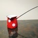 vintage Enamel Dipper Pot - Red and White Polka Dots - Butter Warmer, Turkish Pot