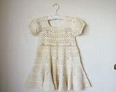 Vintage 1940's Embroidered Knit Dress, Size 2T-3T