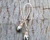 Pyrite and 14k gold filled earrings - dangle earrings - two tone earrings - hoop - handmade jewelry - artisan jewelry