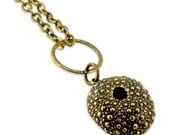 Sea Urchin Necklace Gold Bronze Pendant  - Ocean Animals - Gwen Delicious Jewelry Designs