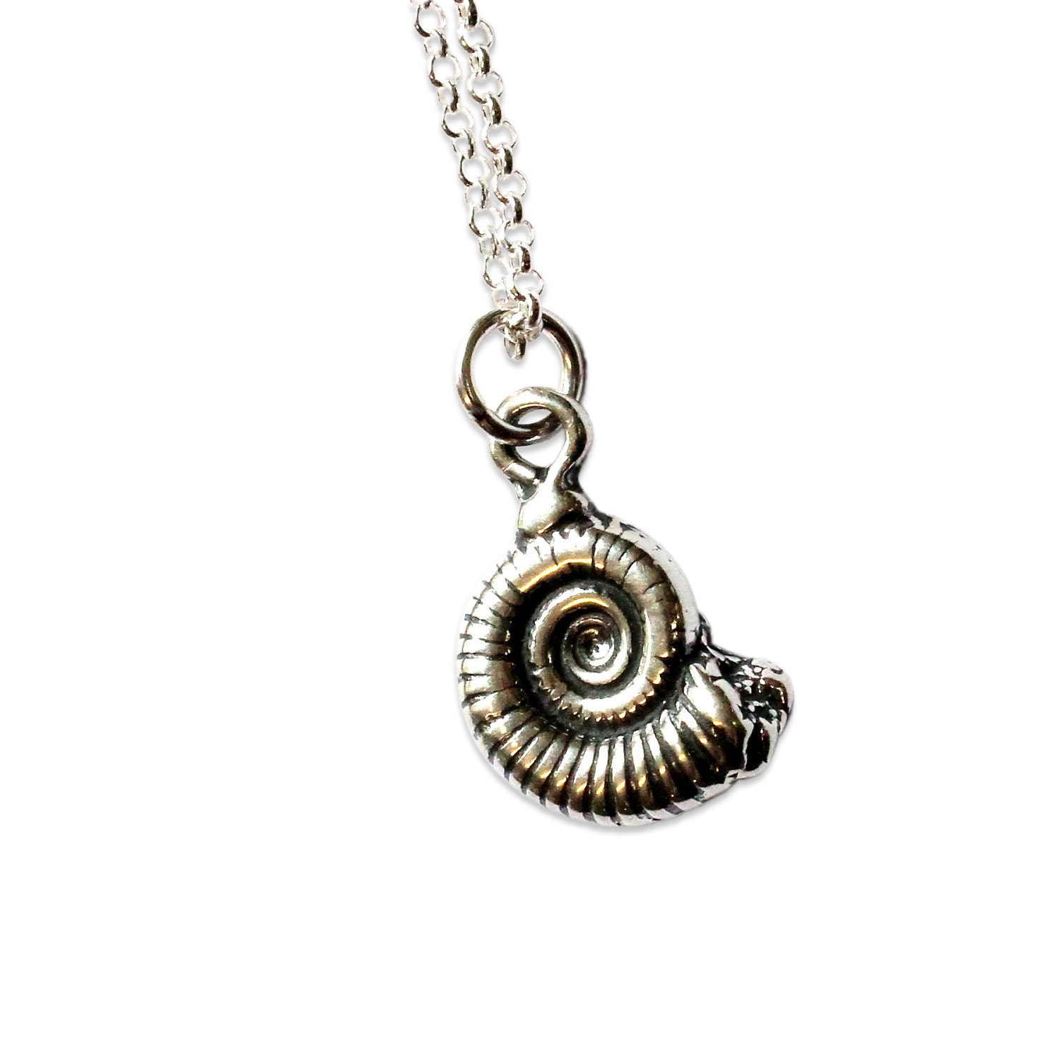 Sterling Silver Ammonite Fossil Necklace