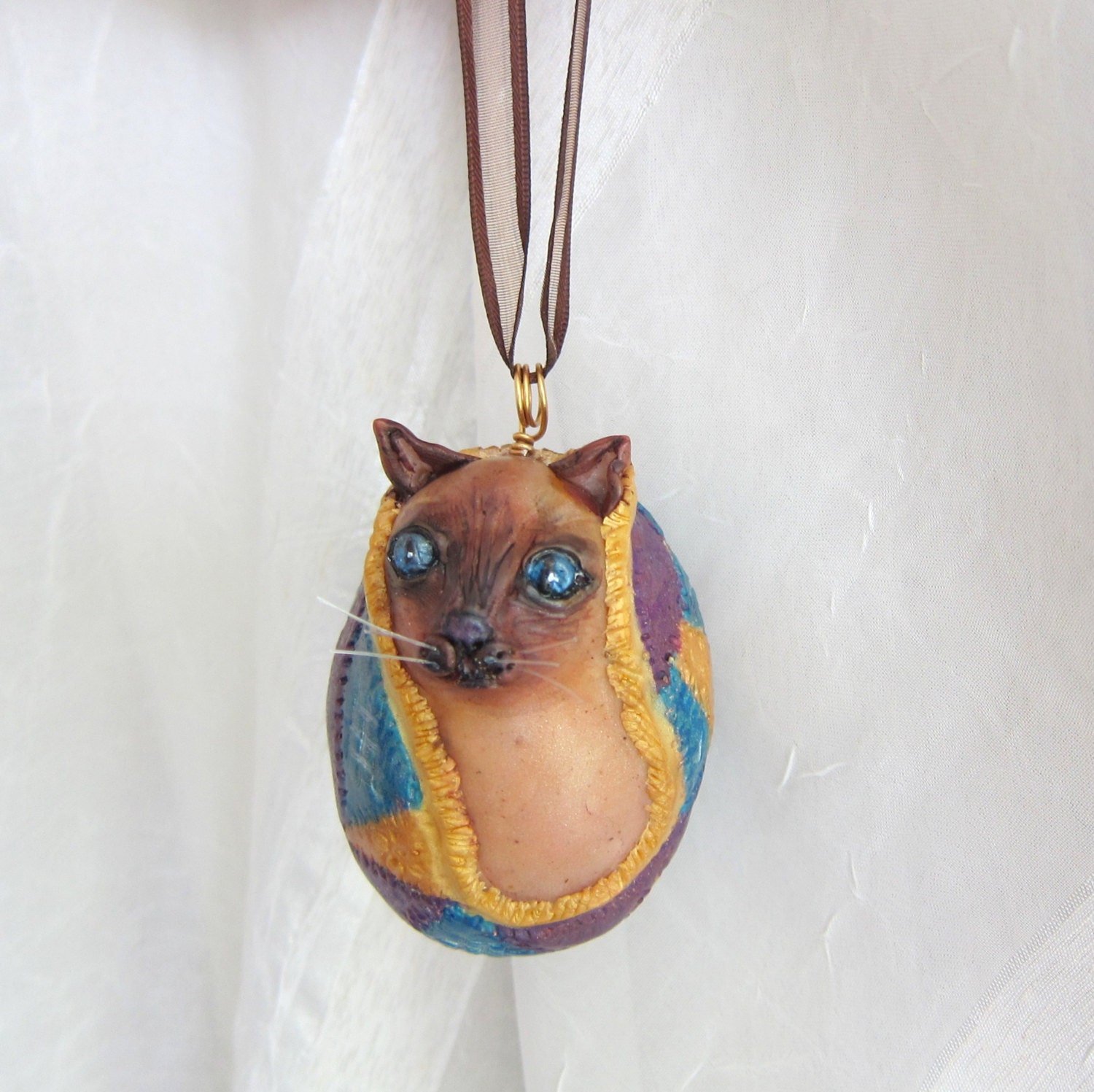 Siamese Cat Ornament Egg Art