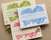Letterpress Wedding Invitation - SAMPLE - Hydrangea Flower, Garden, Summer, Green, Blue, Pink