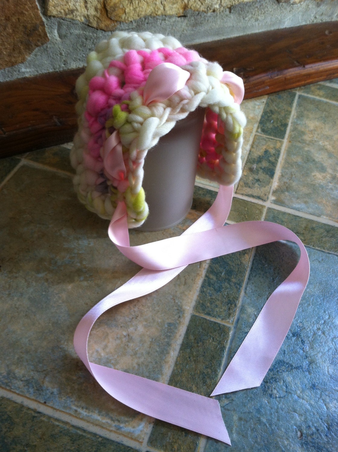 One of a Kind Garden Party Newborn Crochet Handspun Bonnet READY TO SHIP