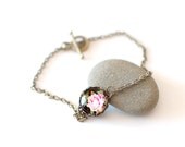 Vintage Peach Rose Bracelet. Shabby Chic Cameo Bracelet.