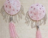 Pink Lace and Pearl Beaded Burlesque Tassels