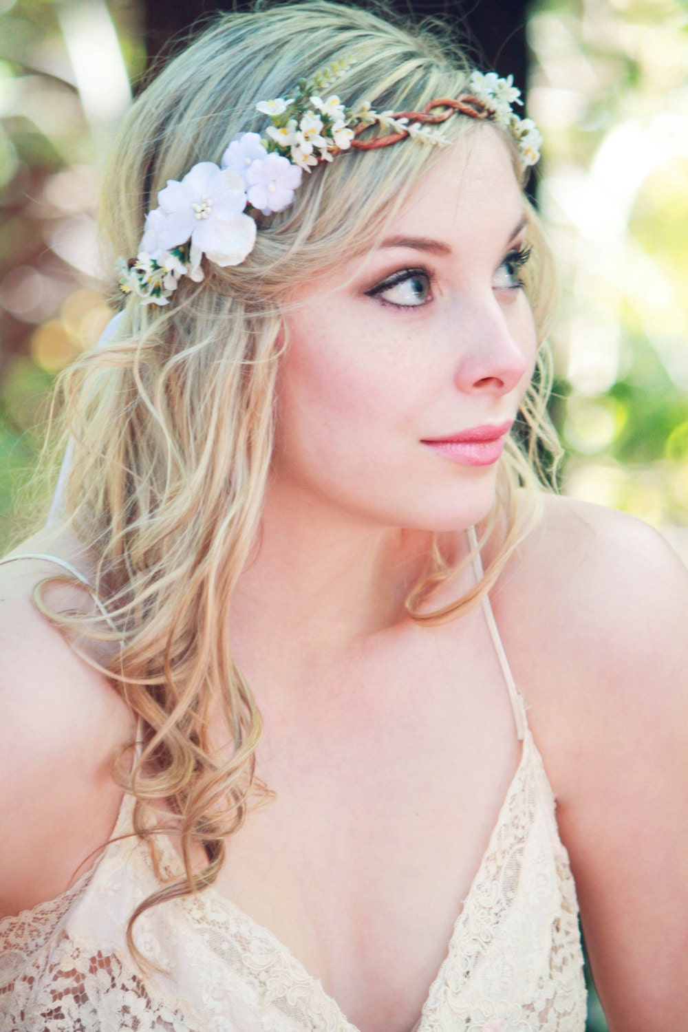 velvet flower, white floral wreath, wedding accessories, wedding headpiece,  Headband, head wreath, hair accessories, bridal, flower girl