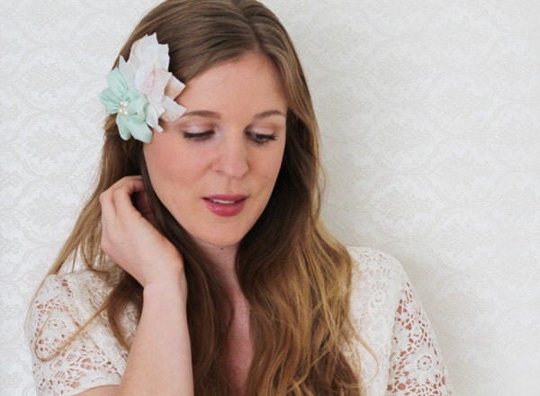 Mint Clip - Floral and Leaf Hair Clip