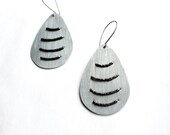 Large drops earrings aluminum silver upcycled antique faceted silver glass beads statement earrings