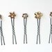 Golden flowers hair pins bridal hair accessory vintage inspired set of 5 clips