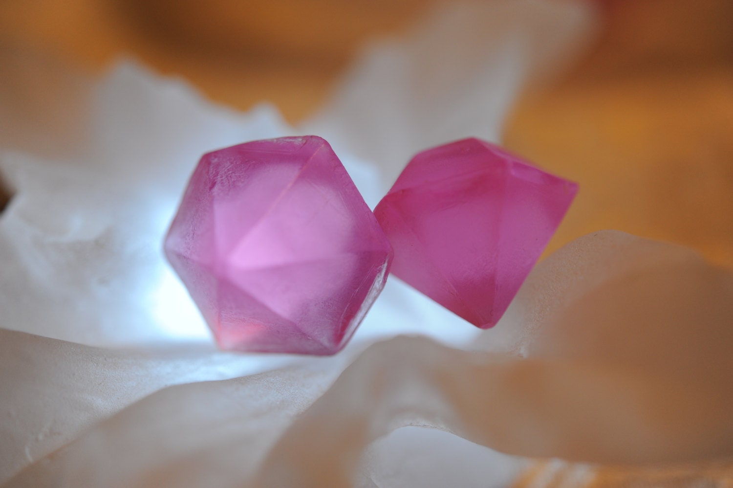 Pink  Diamond Cut Glycerin and Honey Soaps Favor