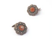 Vintage sterling silver cuff links with genuine baltic amber
